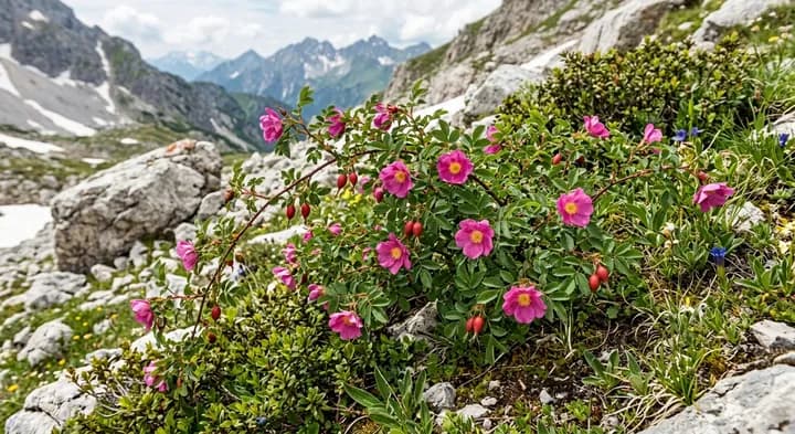 Alpine Rose (Rosa pendulina)