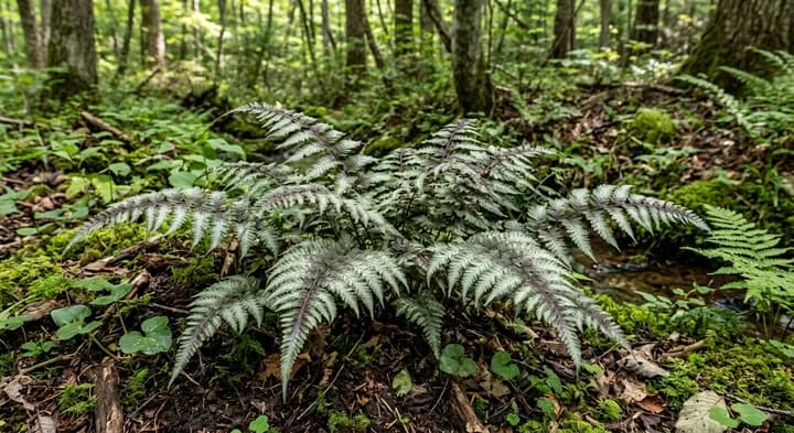 Japanese Painted Fern (Athyrium niponicum 'Pictum')