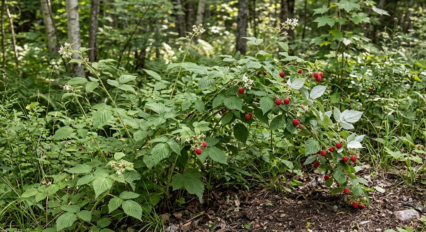 Raspberry Plant (Rubus idaeus)